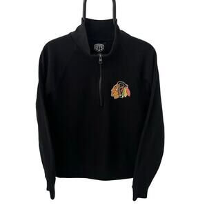 Chicago Blackhawks OTS NHL Men's Fleece 1/2-Zip Pullover Sweatshirt - Black - LG